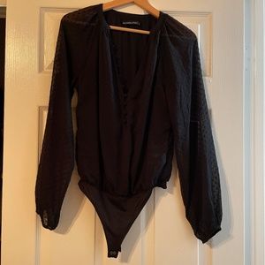 Abercrombie polka dot sheer sleeved body suit